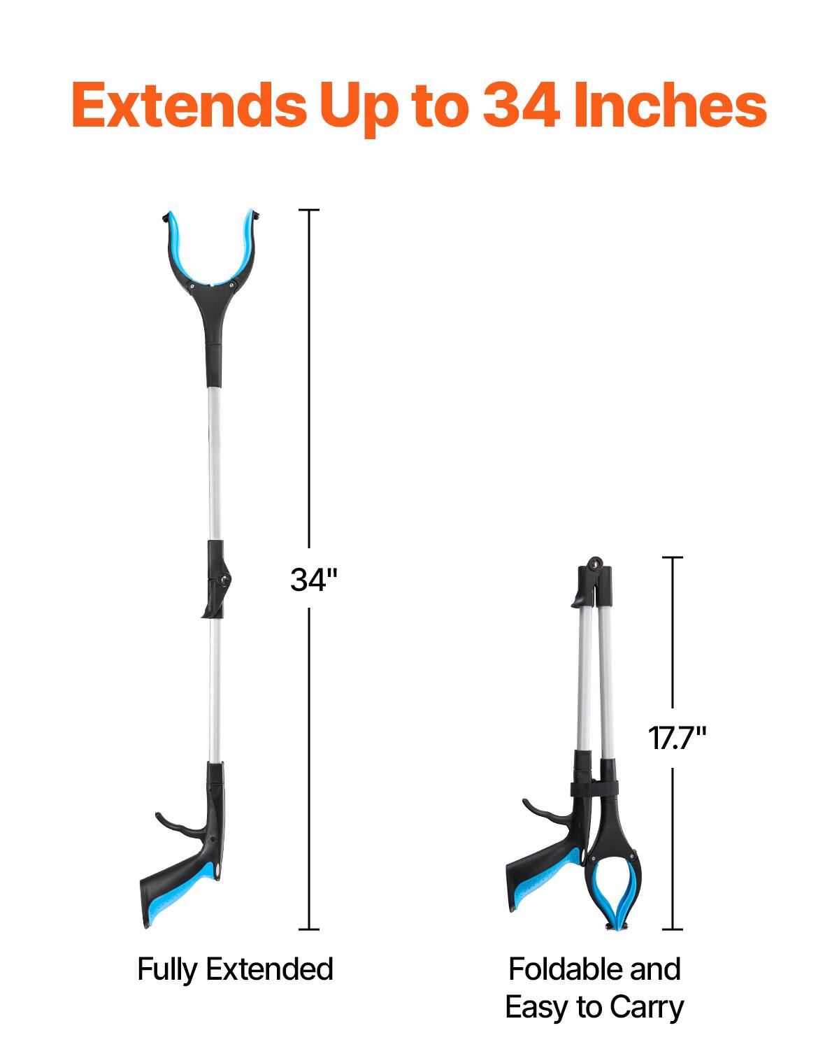 Extends Up to 34 Inches  
34"  
17.7"  
Fully Extended  
Foldable and Easy to Carry