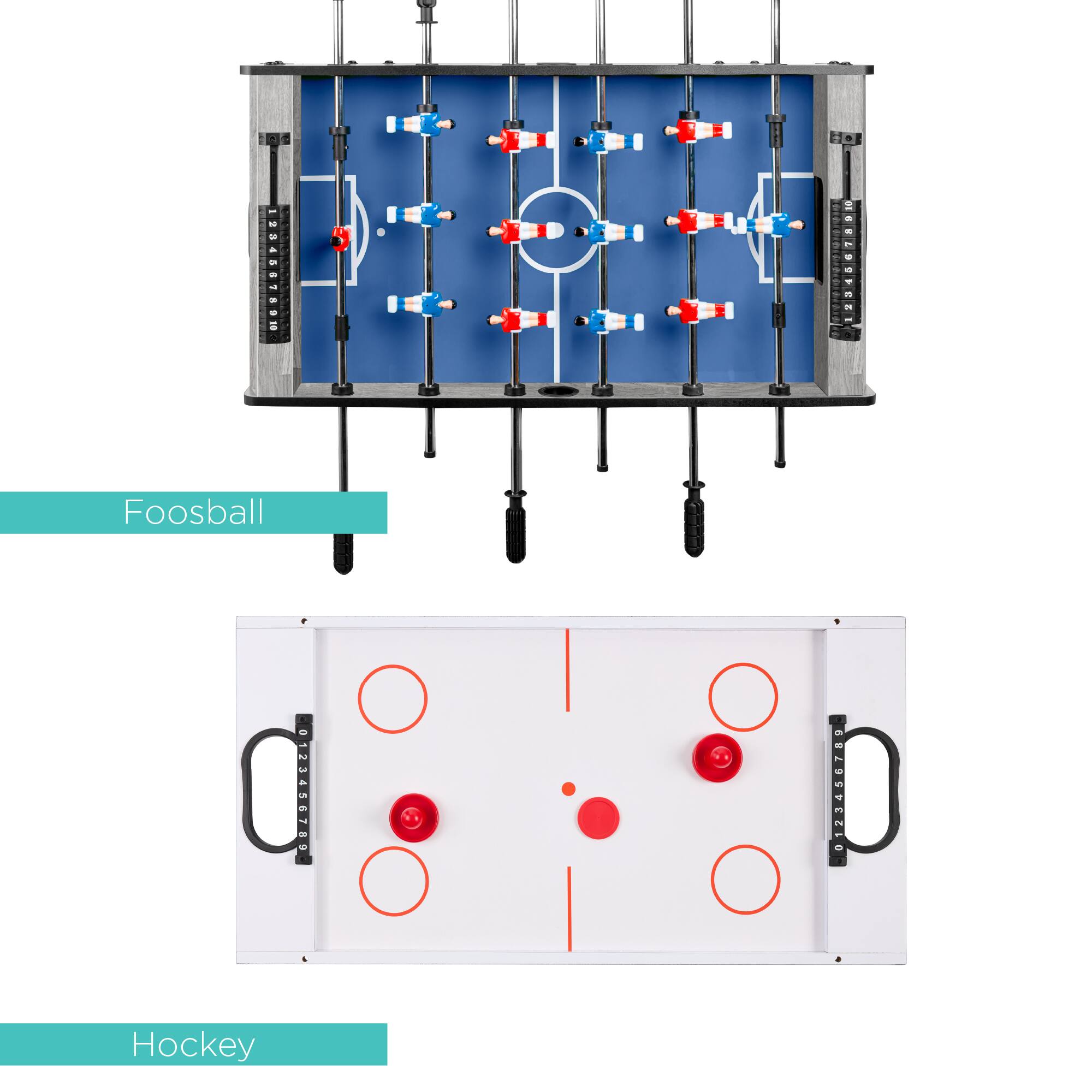 The text in the image is:

- Foosball
- Hockey