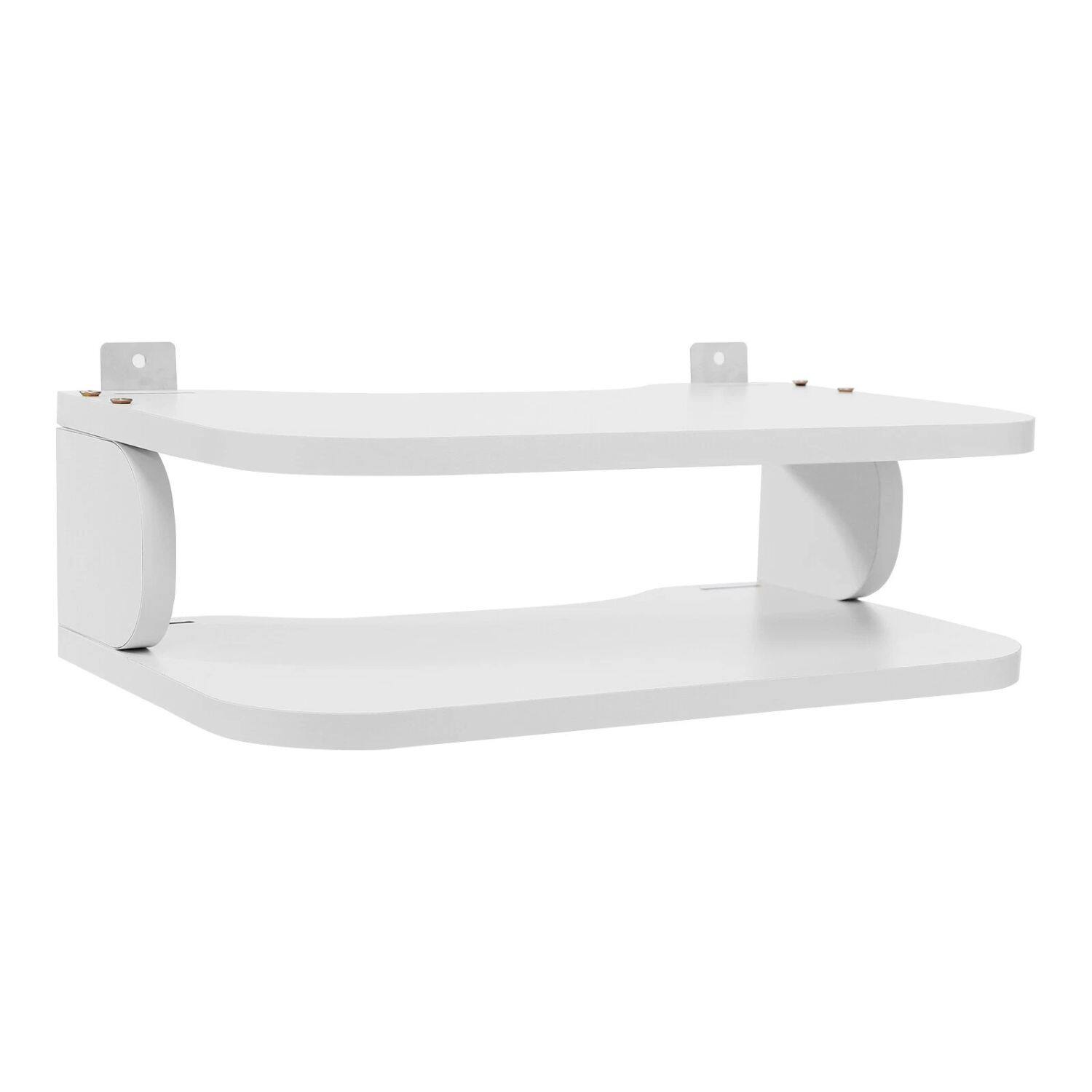 Angle. Home Collection - White Floating Router Shelf | Wall Mounted TV Set-Top Box & Components Storage Rack - White.
