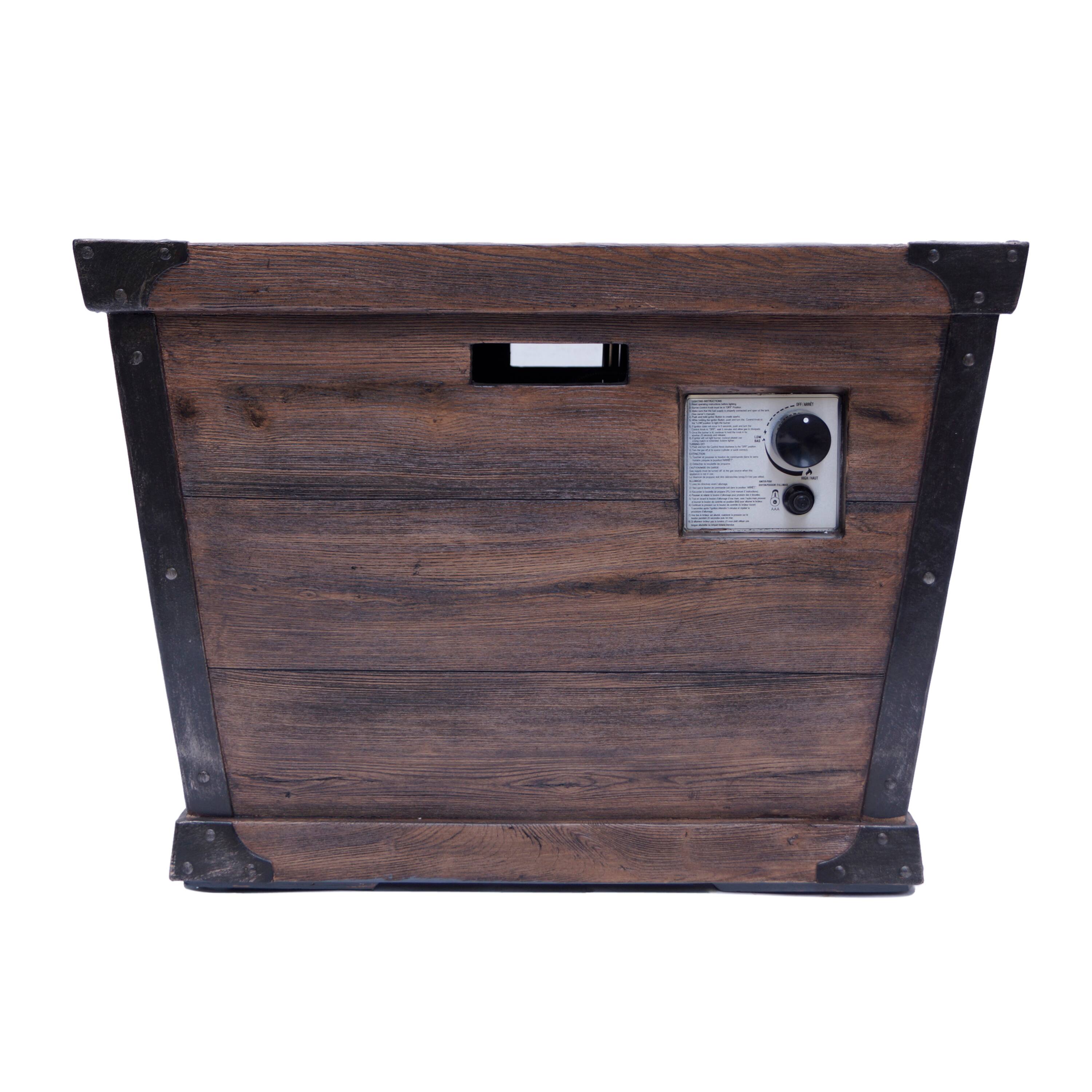 Angle. APRILSOUL - Outdoor Patio 24 inch H x 32 inch W Square Gas Burning Concrete Fire Pit Wood Pattern Brown - Brown.