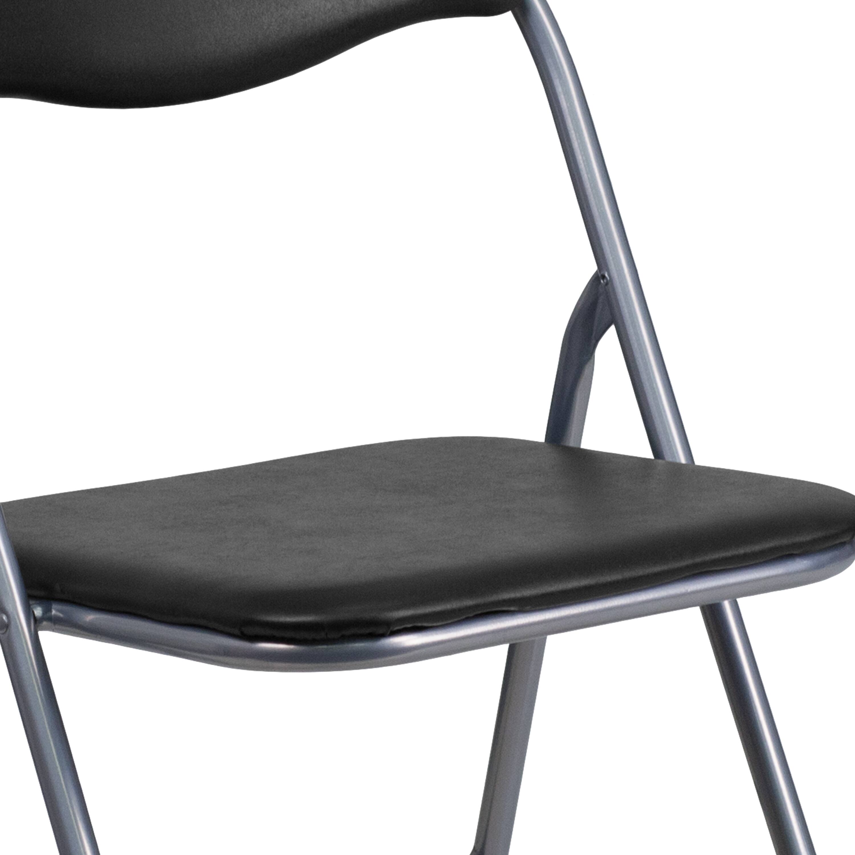Alt View 10. Emma + Oliver - 2 Pack Vinyl Metal Folding Chair with Carrying Handle - Black.