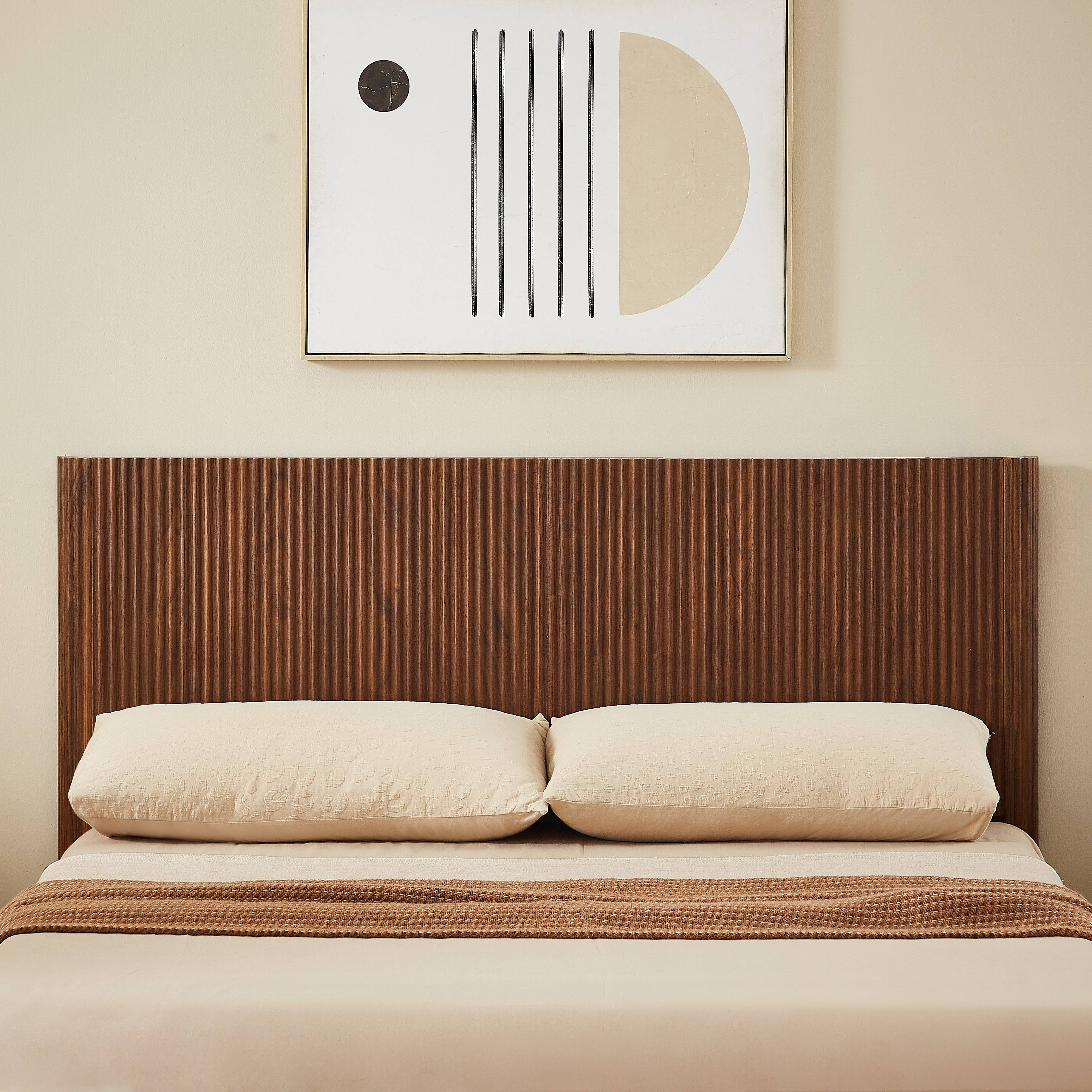 Alt View 5. Boyel Living - Queen Lift-Up Storage Bed Frame Hydraulic Wooden Corrugated Curved No Box Spring Walnut - Brown.