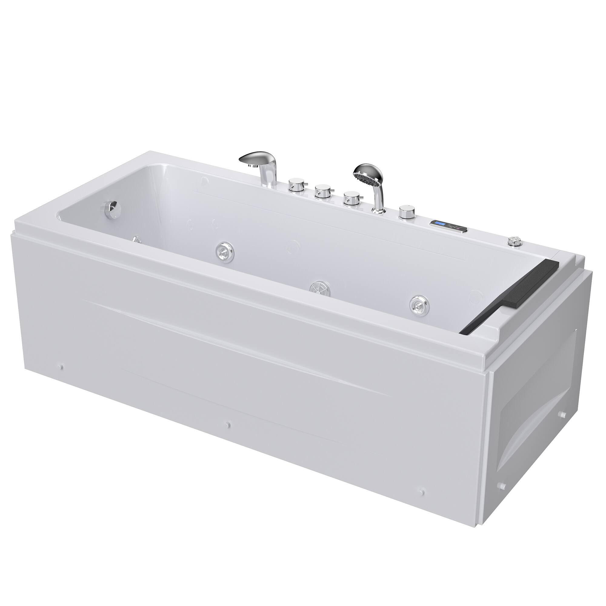 Left. Empava - 67 in. x 29 in. Alcove Whirlpool Air Combination Bathtub Rectangular Bath with Left Drain and Waterfall in White - White.