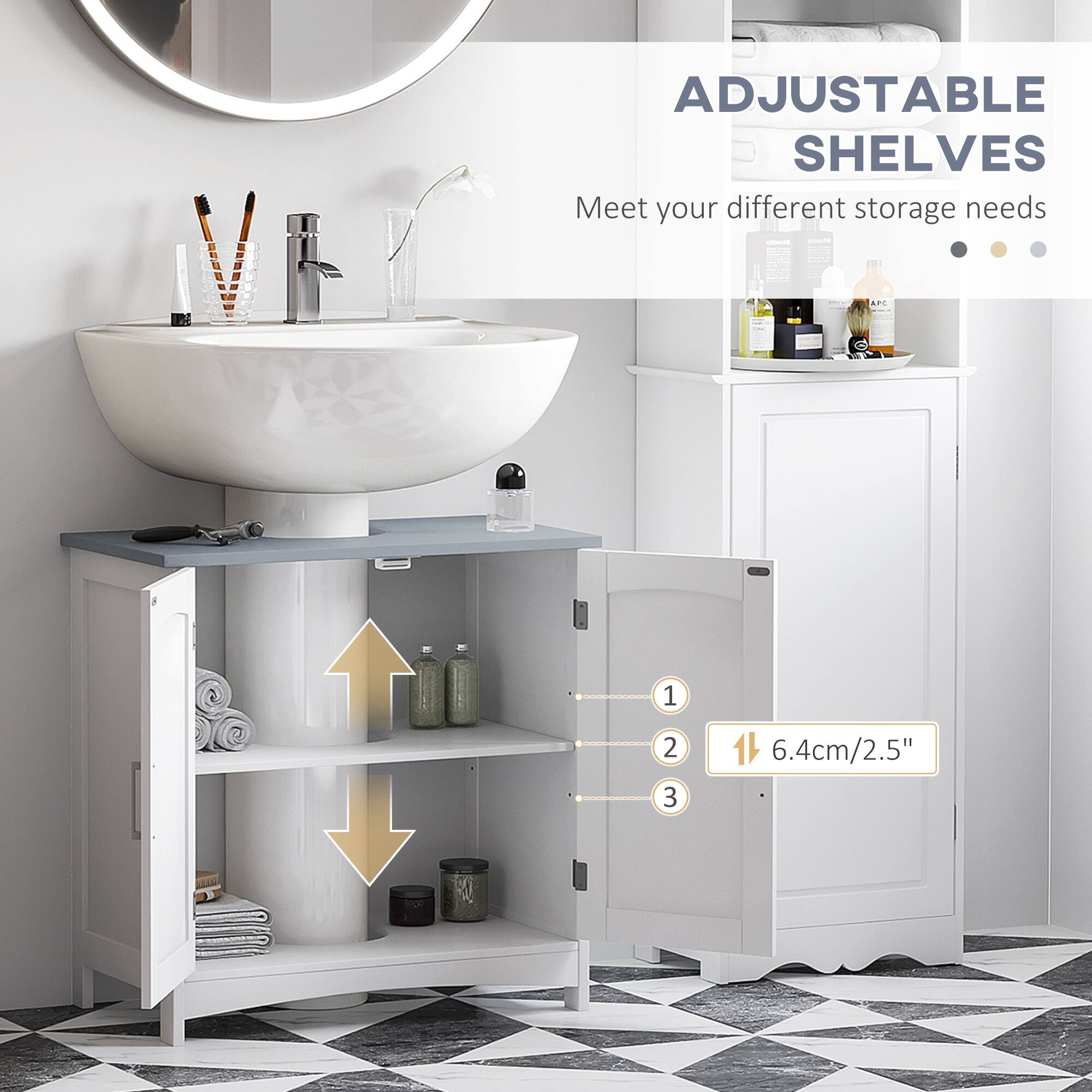 ADJUSTABLE SHELVES Meet your different storage needs - - - ... 1 2 3 1 6.4cm/2.5"