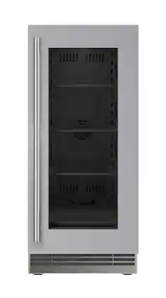 U-Line - 15"W. 2.8 Cu.Ft. Built-In Frame w. Glass Compact Refrigerator - Stainless Steel