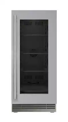 Front. U-Line - U-Line 15"W. 2.8 Cu.Ft. Built-In Stainless Steel Frame w. Glass Compact Refrigerator - Stainless Steel.