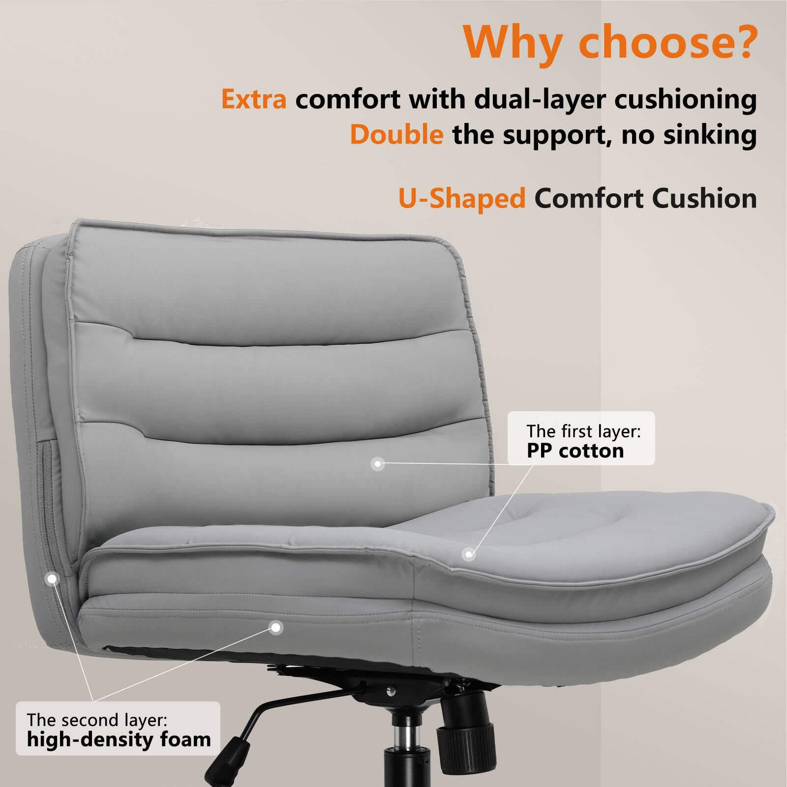 Why choose? Extra comfort with dual-layer cushioning Double the support, no sinking U-Shaped Comfort Cushion The first layer: PP cotton The second layer: high-density foam