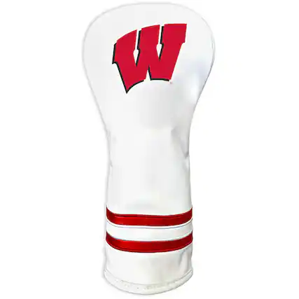 Front. Team Golf - White Wisconsin Badgers Driver Headcover - White.