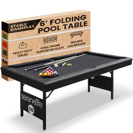 SereneLife - 76" Portable Pool Table – Foldable with Accessories Kit for Easy Gameplay - Blue