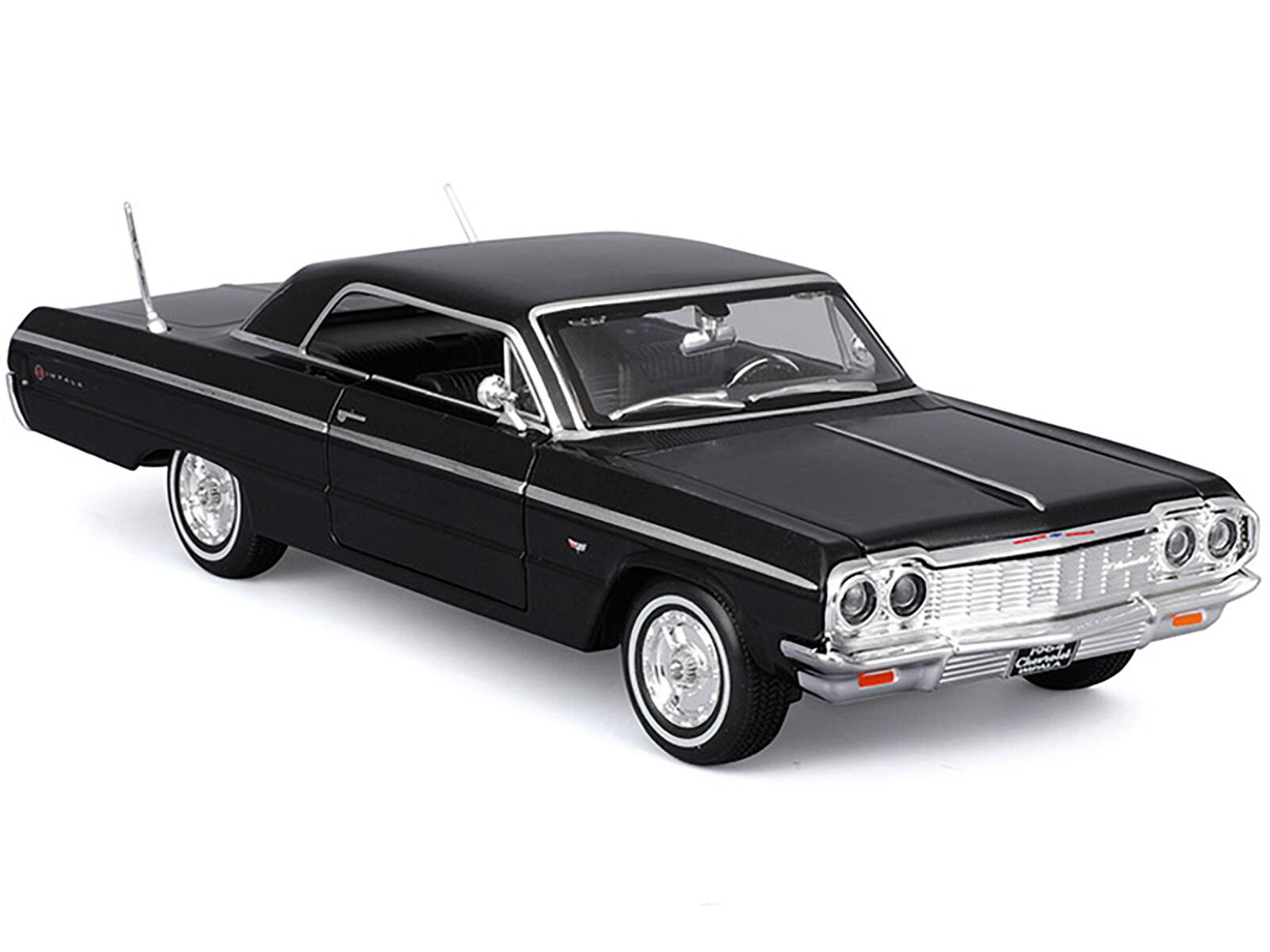 Angle. Maisto - 1964 Chevrolet Impala SS Black "Special Edition" Series 1/26 Diecast Model Car by Maisto - Black.