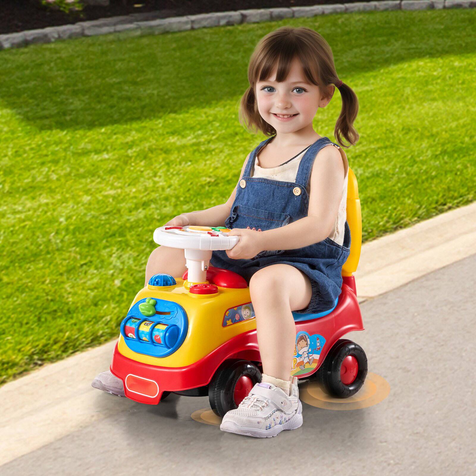 Alt View 1. Glintex - Battery Ride-On Car for Toddlers, Sit to Stand Push Car with Music Horn & Storage, Classic Toddler Ride Racer, Ages 1-3 - Multicolored.
