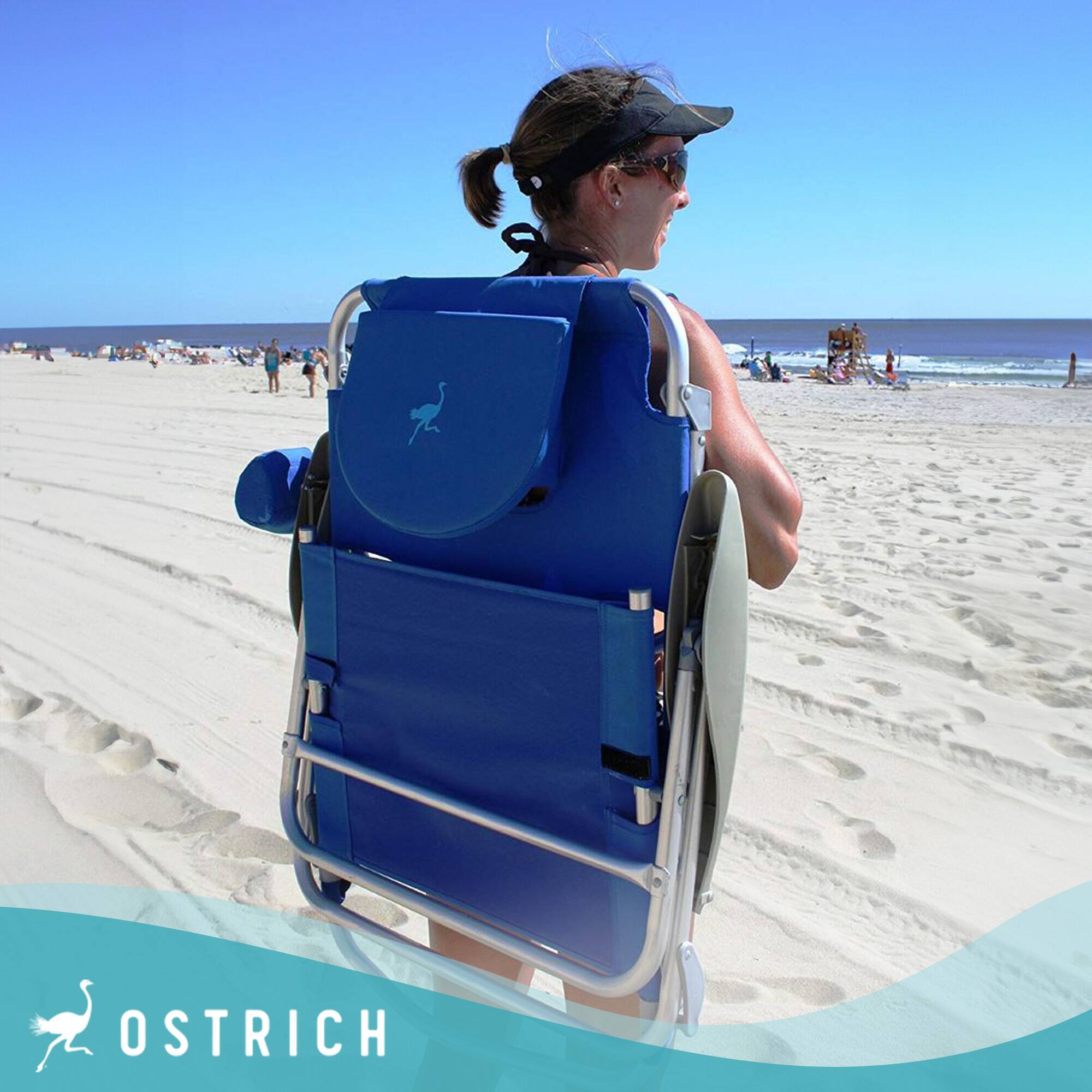 Alt View 2. Ostrich - Ostrich The Heavy-Duty Backpacker Portable Reclining Beach Camping Chair, Blue - Blue.
