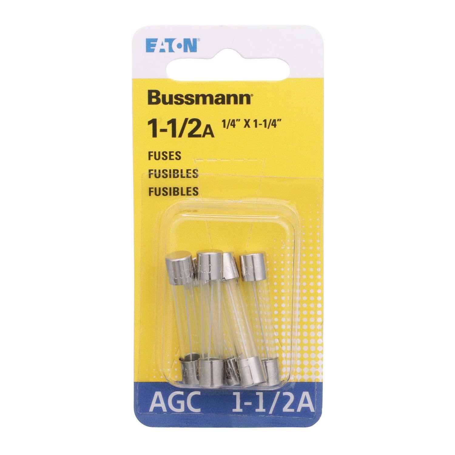 EATON  
Bussmann 1-1/2A 1/4" X 1-1/4" FUSES FUSIBLES FUSIBLES  
AGC 1-1/2A