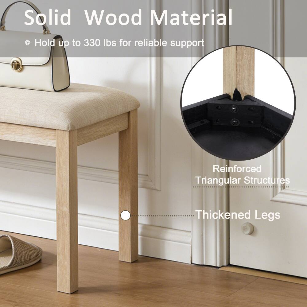Solid Wood Material  
Hold up to 330 lbs for reliable support  
Reinforced Triangular Structures  
Thickened Legs
