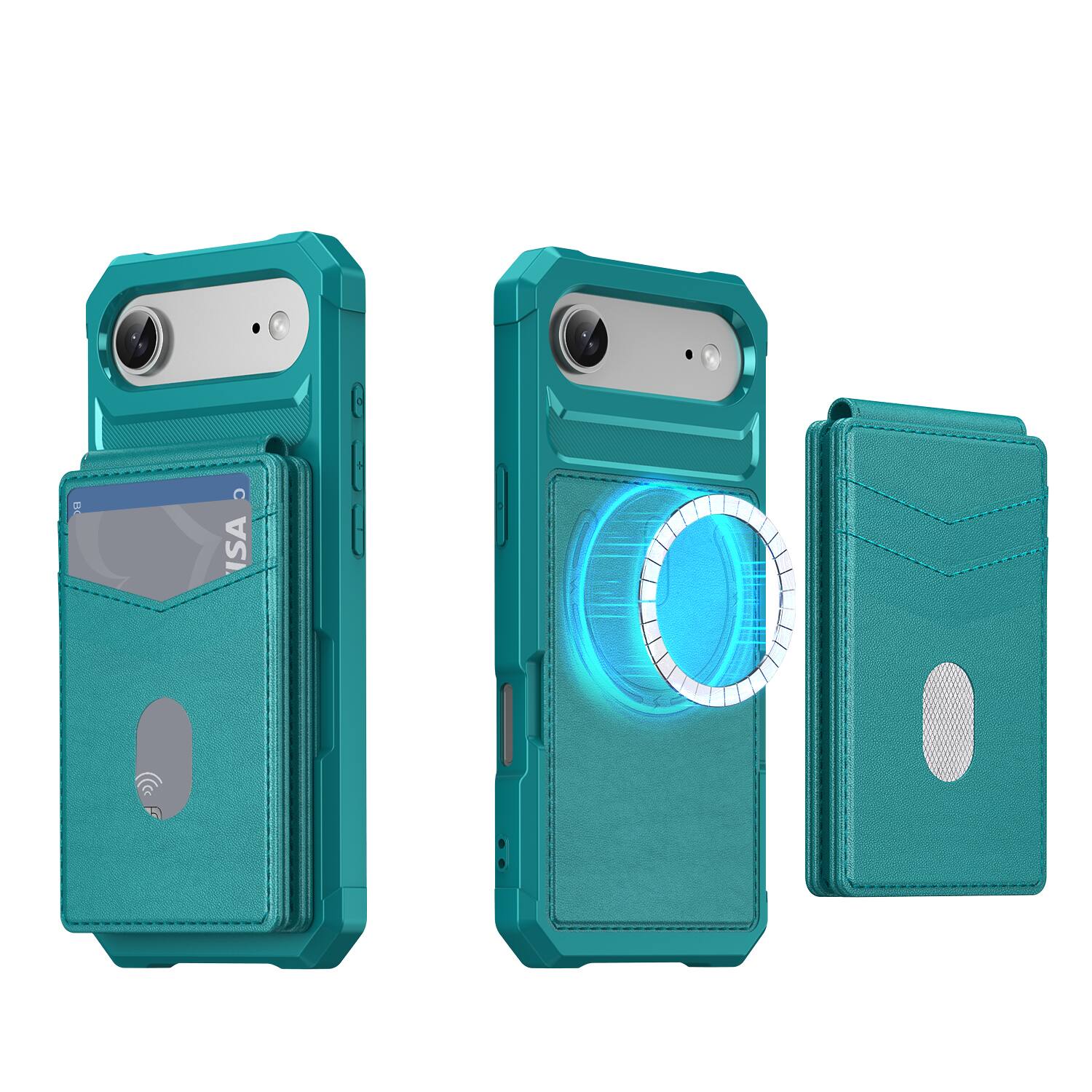 Angle. Dteck - For Apple iPhone Air 2-in-1 Magnetic Leather Flip Stand Wallet Case RFID Blocking Detachable Card Holder - Green.