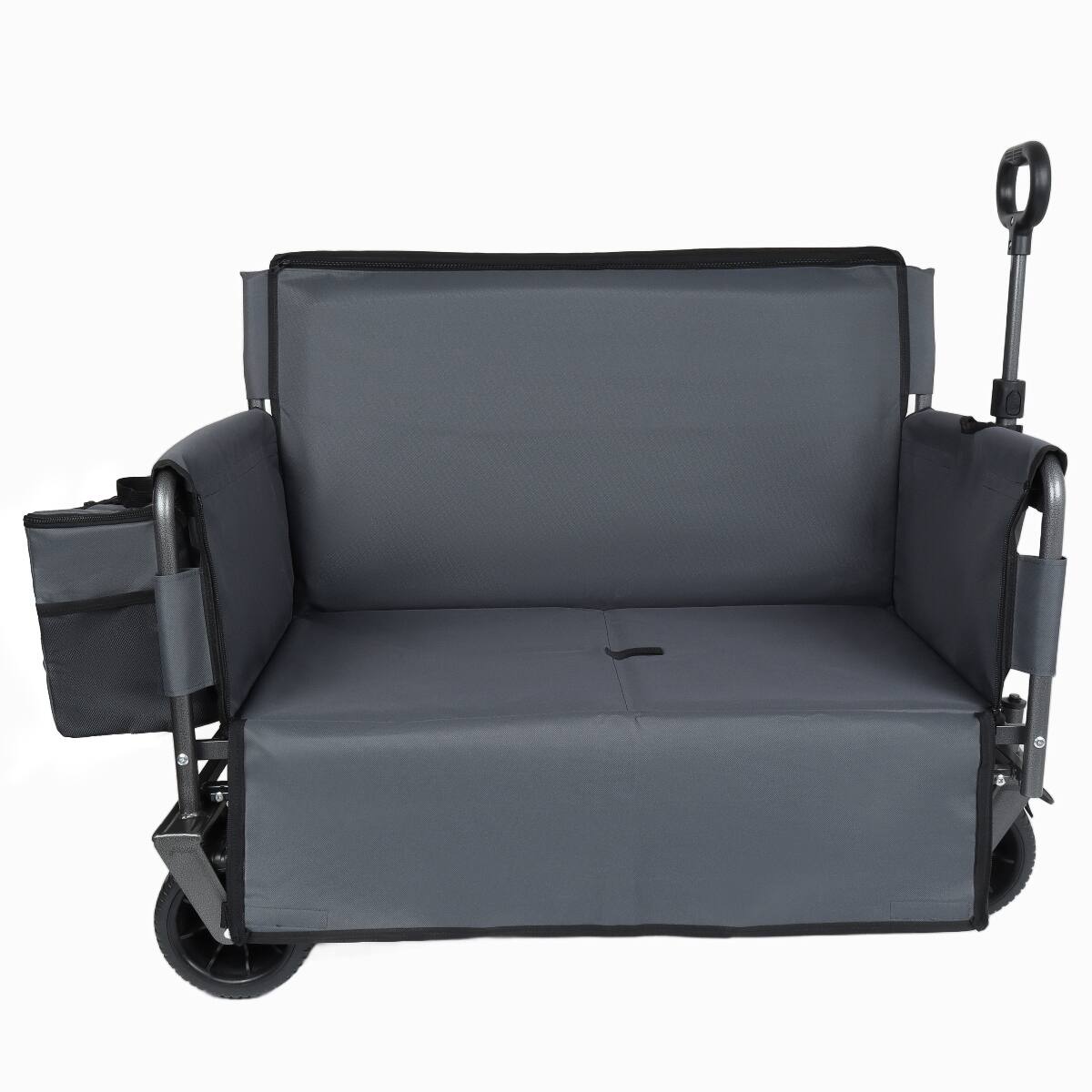 Alt View 10. Loheer - Loheer Folding Utility Wagon Cart with Bench Seat, 180L Cargo Space and All Terrain Wheels, Gray.
