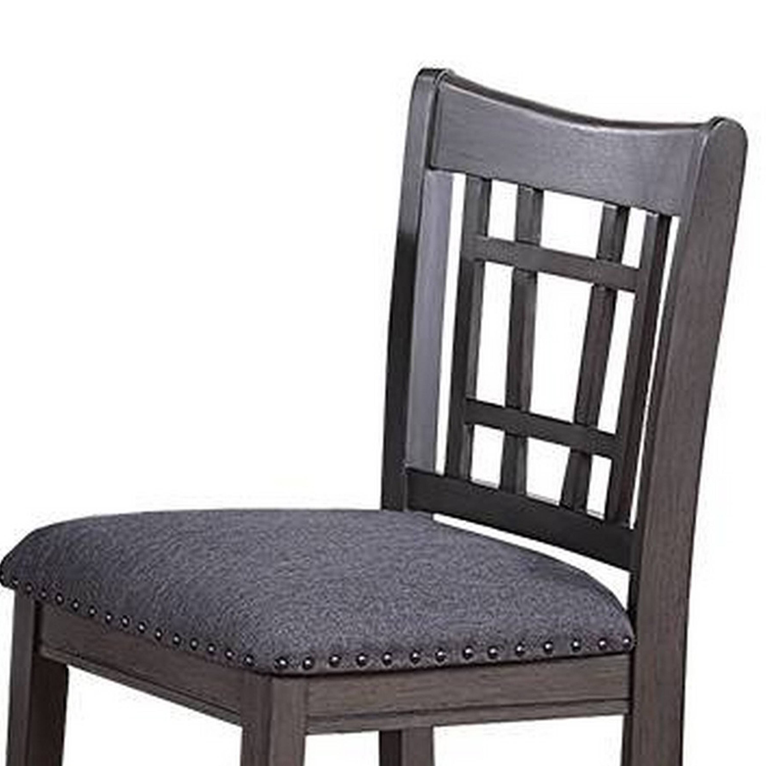 Alt View 2. Manhattan Lane - Raha Counter Height Chairs, Set of 2, Nailhead Trim, Open Square Back - Gray, Brown.