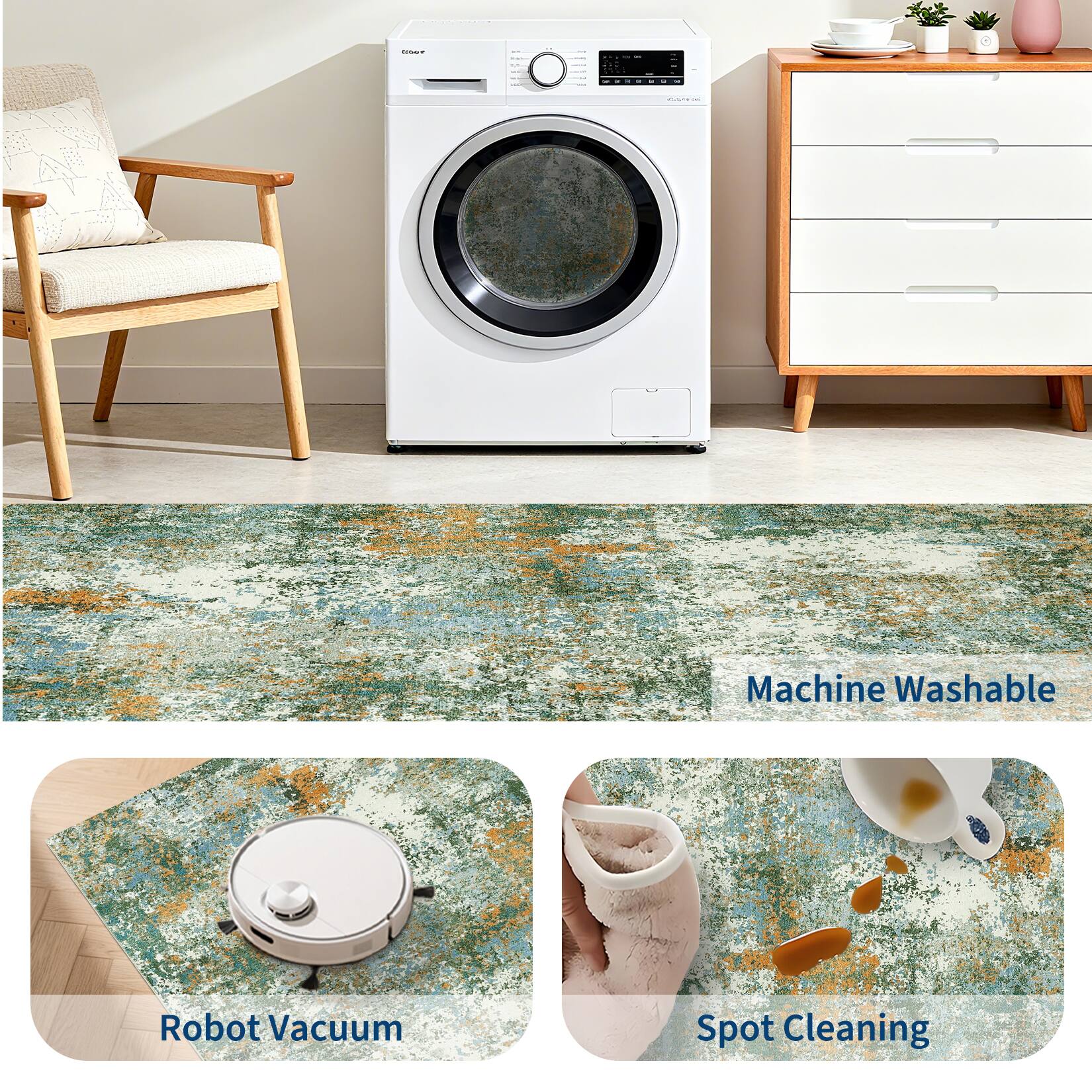 - Machine Washable
- Robot Vacuum
- Spot Cleaning