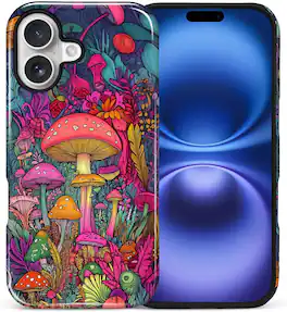 BUBM - Smartphone Case for iPhone 17 - 2-Layer Durable Smartphone Protection Case - Psychedelic Mushrooms