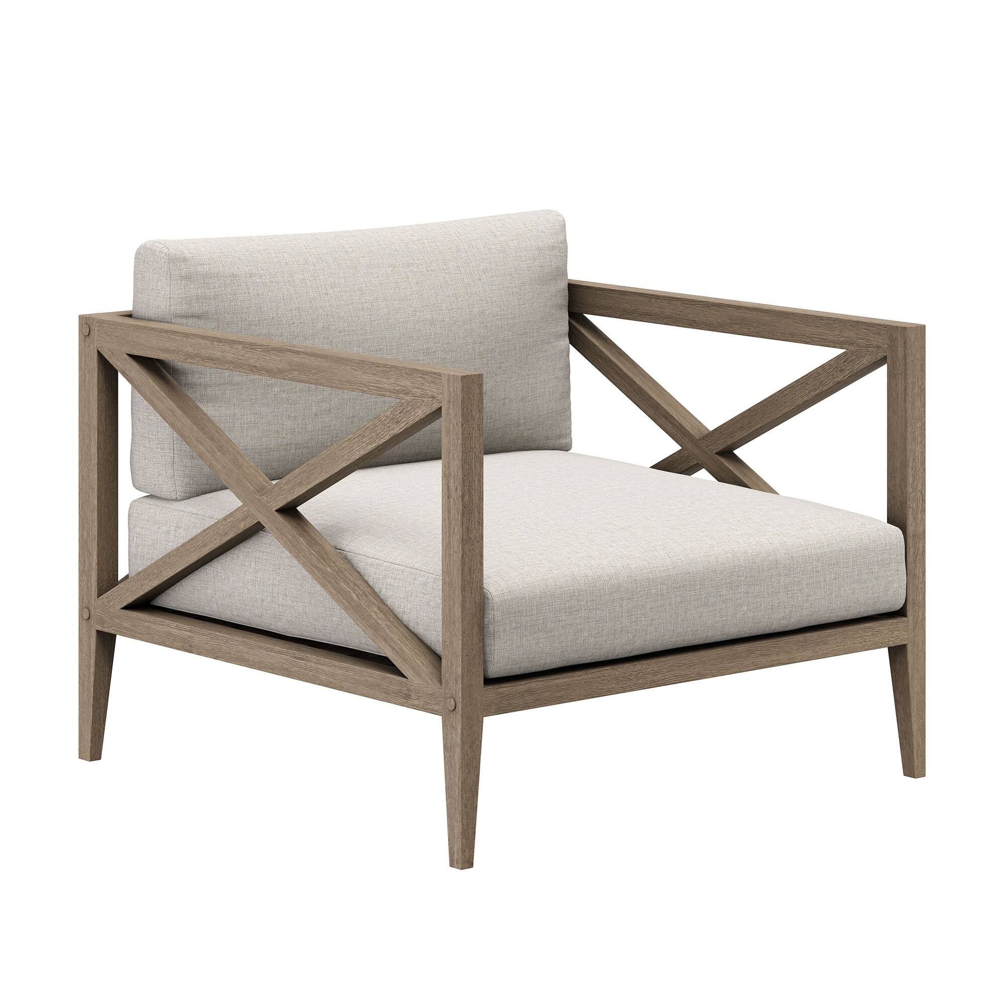 Angle. Modway - Northlake Outdoor Teak Armchair by Modway - Weathered Gray Pebble.