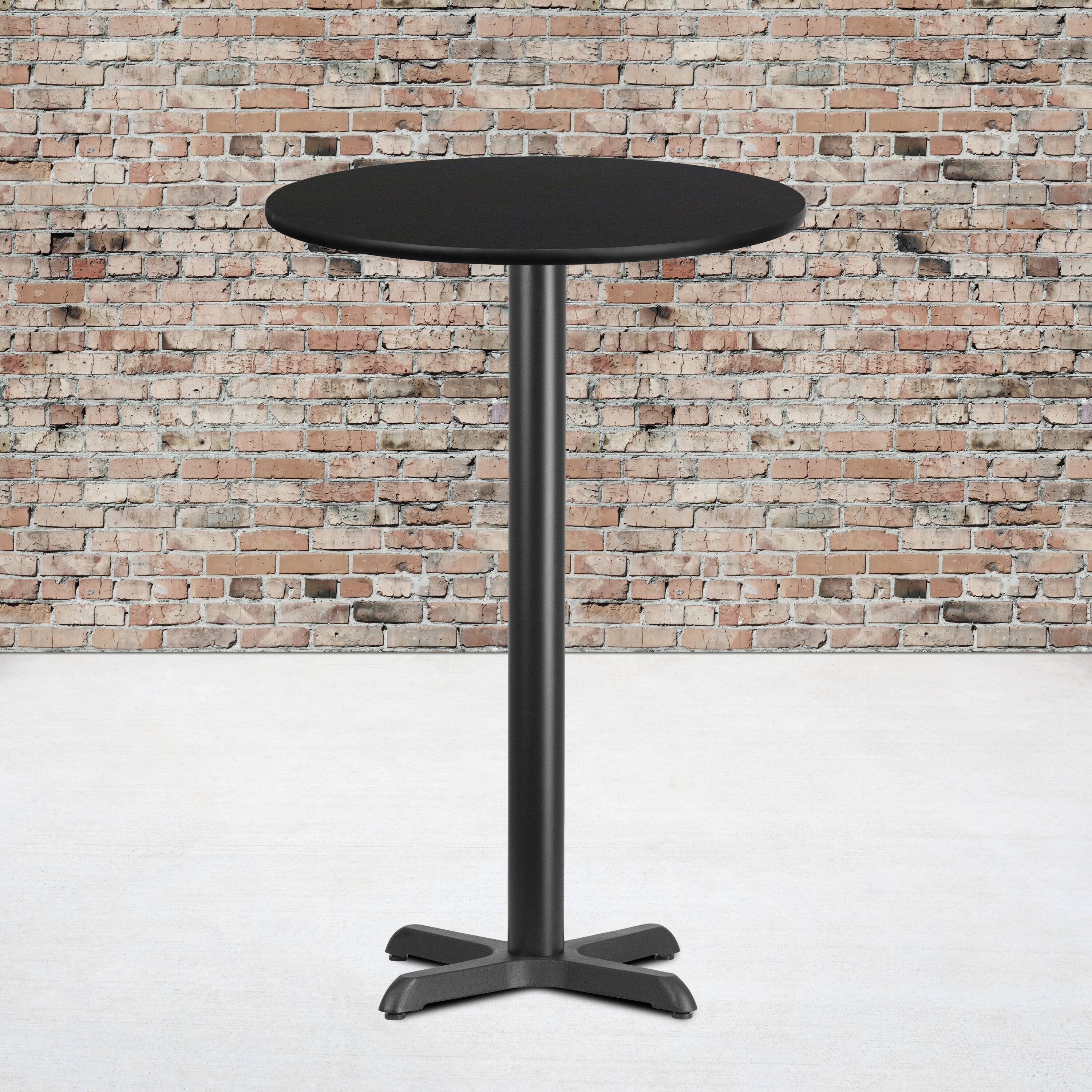 Alt View 1. Emma + Oliver - 24" Round Laminate Table Top with 22"x22" Bar Height Table Base - Black.