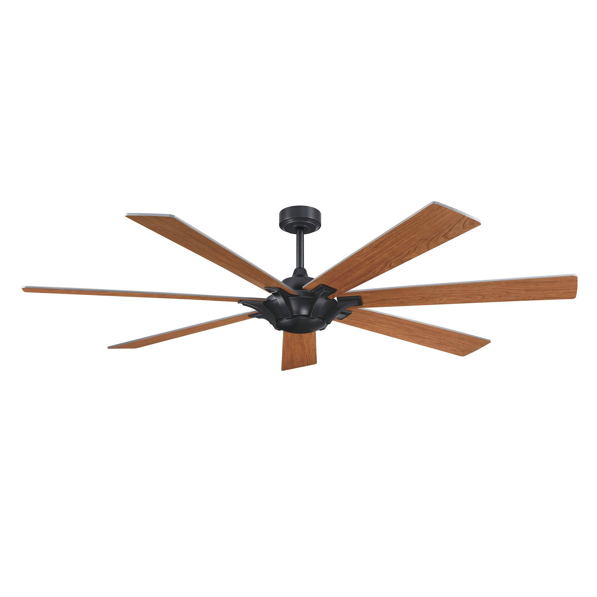 Alt View 9. Parrot Uncle - 72 in. Matte Black Industrial Reversible Blades Ceiling Fan with Remote without Light - Black.
