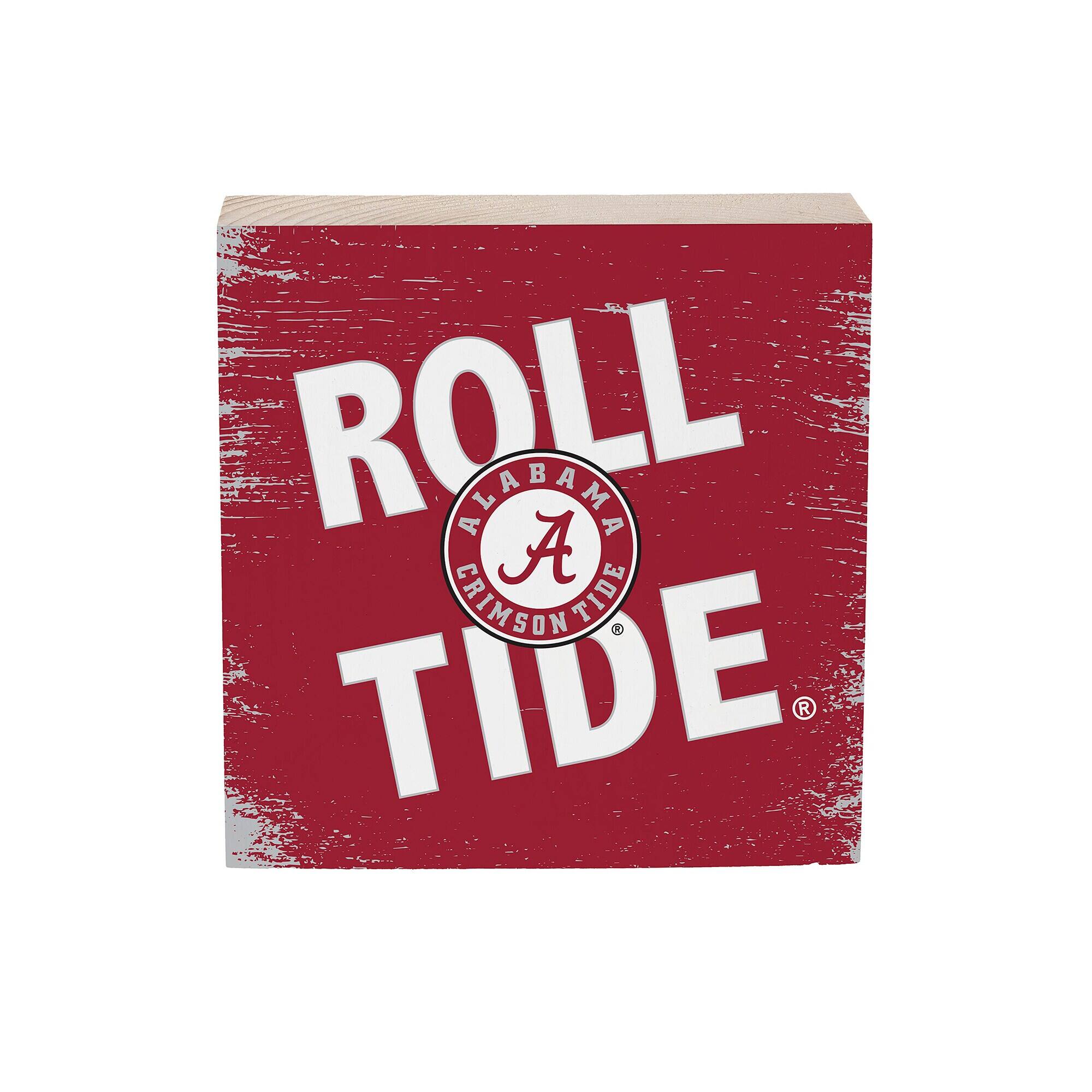 Alabama Crimson Tide 6" Square Fan Chant Wood Block Shelf Sign