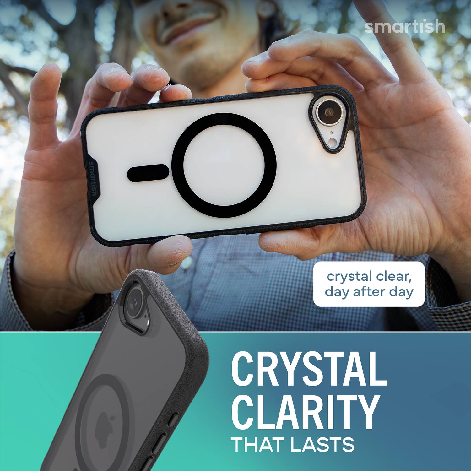 smartish smartish -O crystal clear, day after day  
CRYSTAL CLARITY THAT LASTS