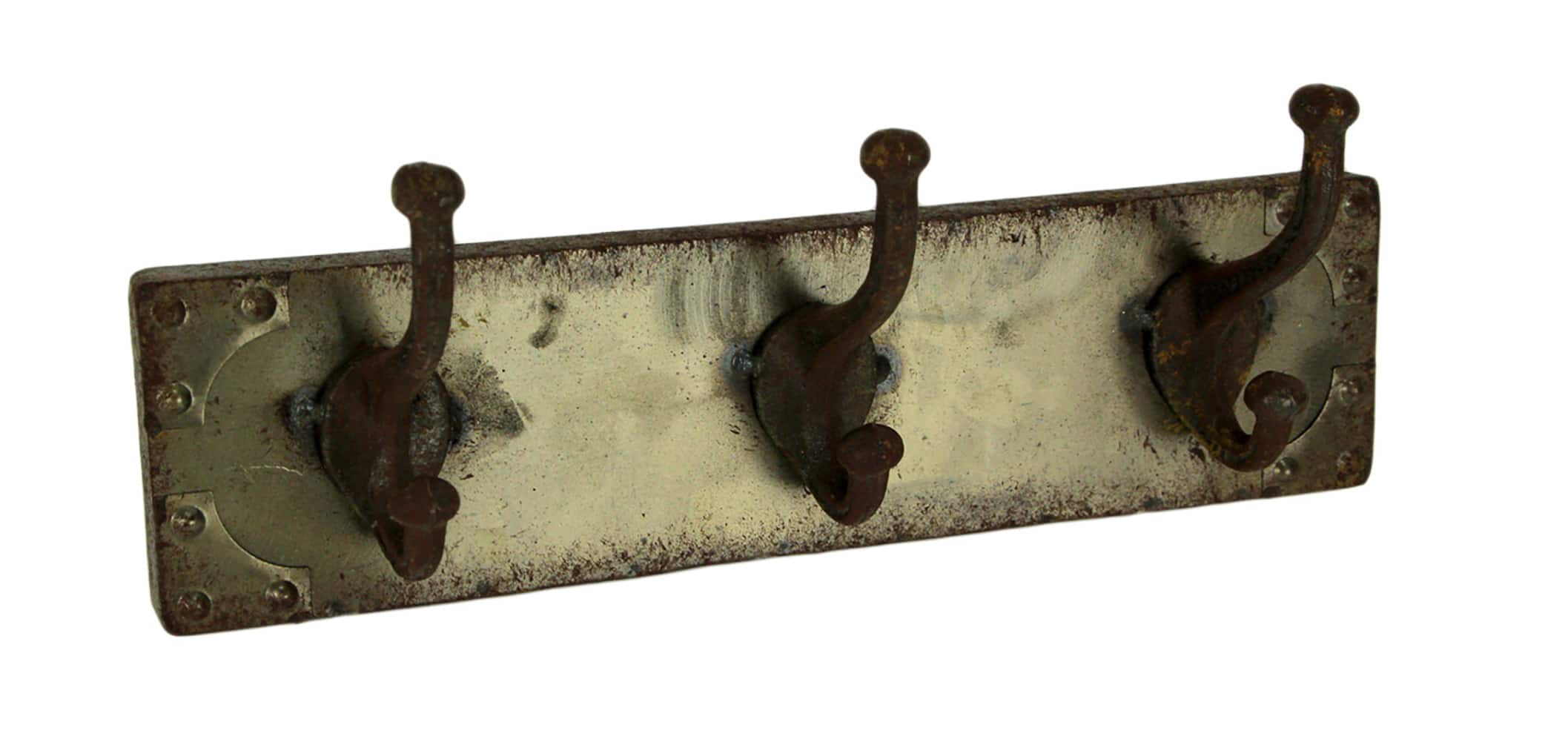 Upper Deck - Faux Aged Steel Finish Industrial Style Triple Metal Wall Hook - Gold