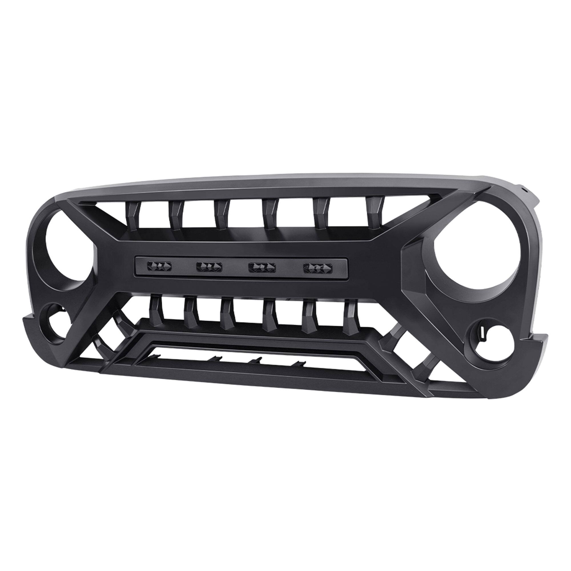 Alt View 7. AMERICAN MODIFIED - AMERICAN MODIFIED Armor Grille with Amber Lights, 07-08 Jeep Wrangler JK, Black - Matte Black.