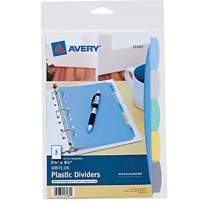 AVERY 16180 S 5% x 8½" WRITE-ON Plastic Dividers Acid-free Archival Safe