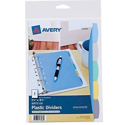 Avery - Write & Erase Plastic Mini Dividers, 5 Tabs - Multicolor