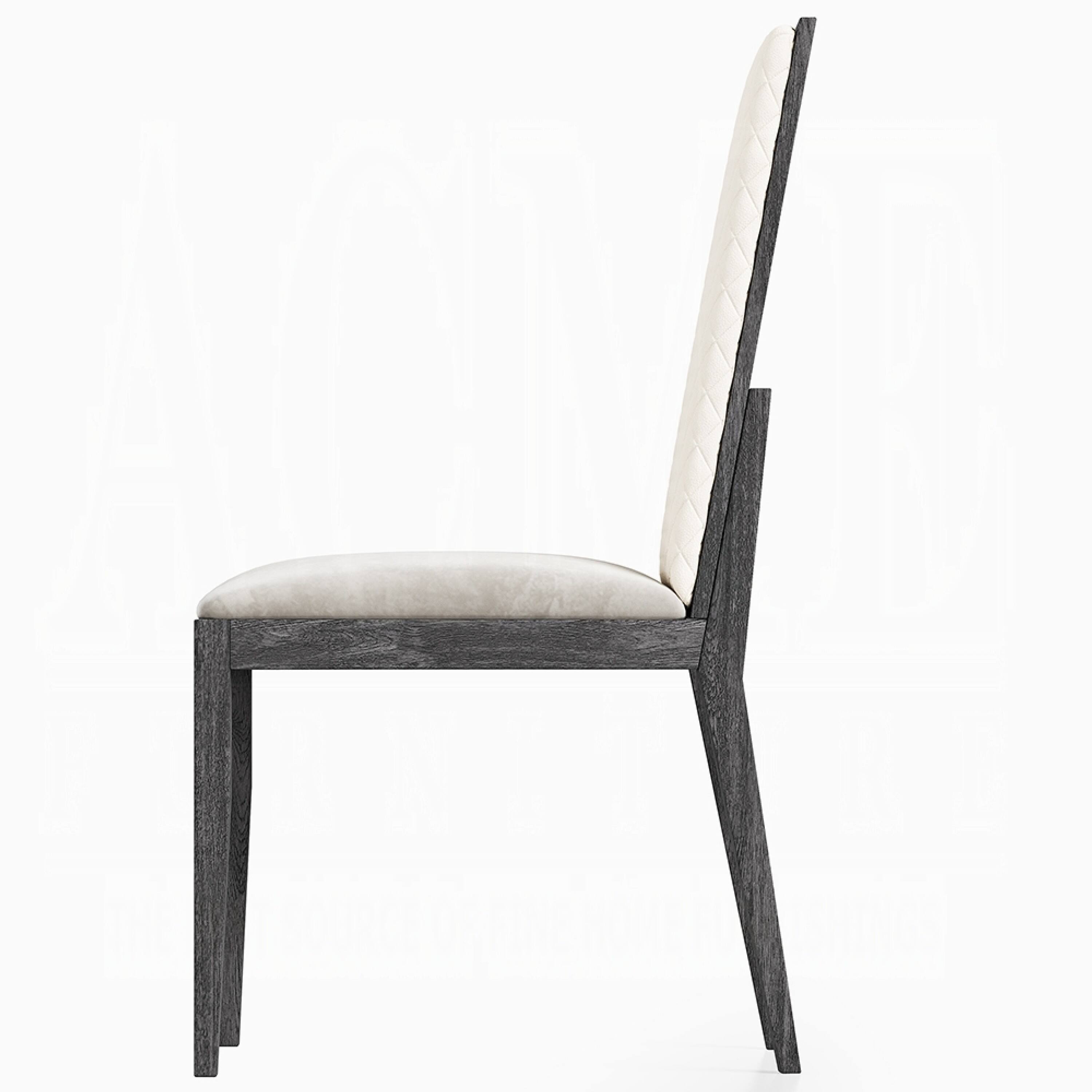 Alt View 1. Manhattan Lane - Veny Dining Side Chair Set of 2, Quilted Gray Synthetic Leather Back - Gray, Dark Walnut Brown.