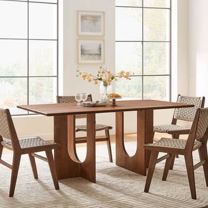 Front. Modway - Rivian Rectangular 70" Wood Dining Table by Modway - Walnut.