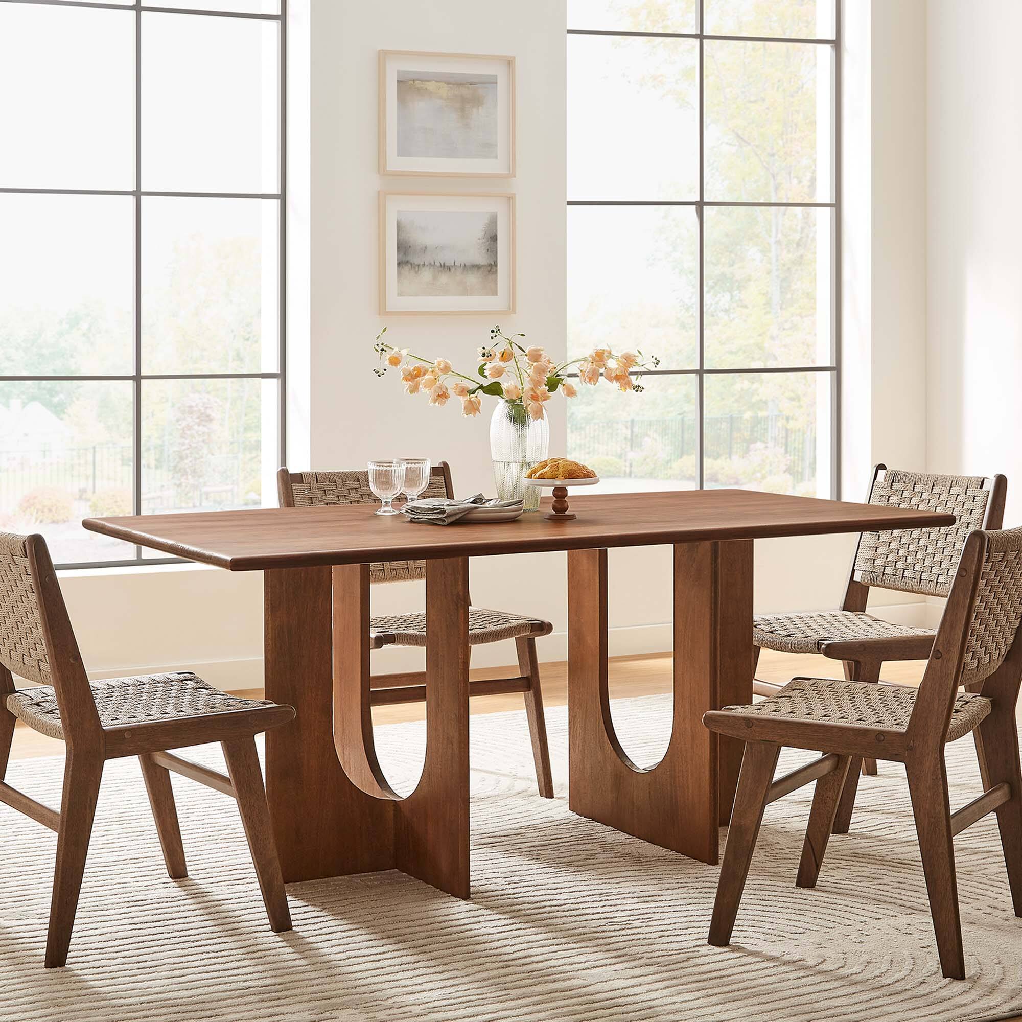 Rivian Rectangular 70" Wood Dining Table by Modway - Walnut