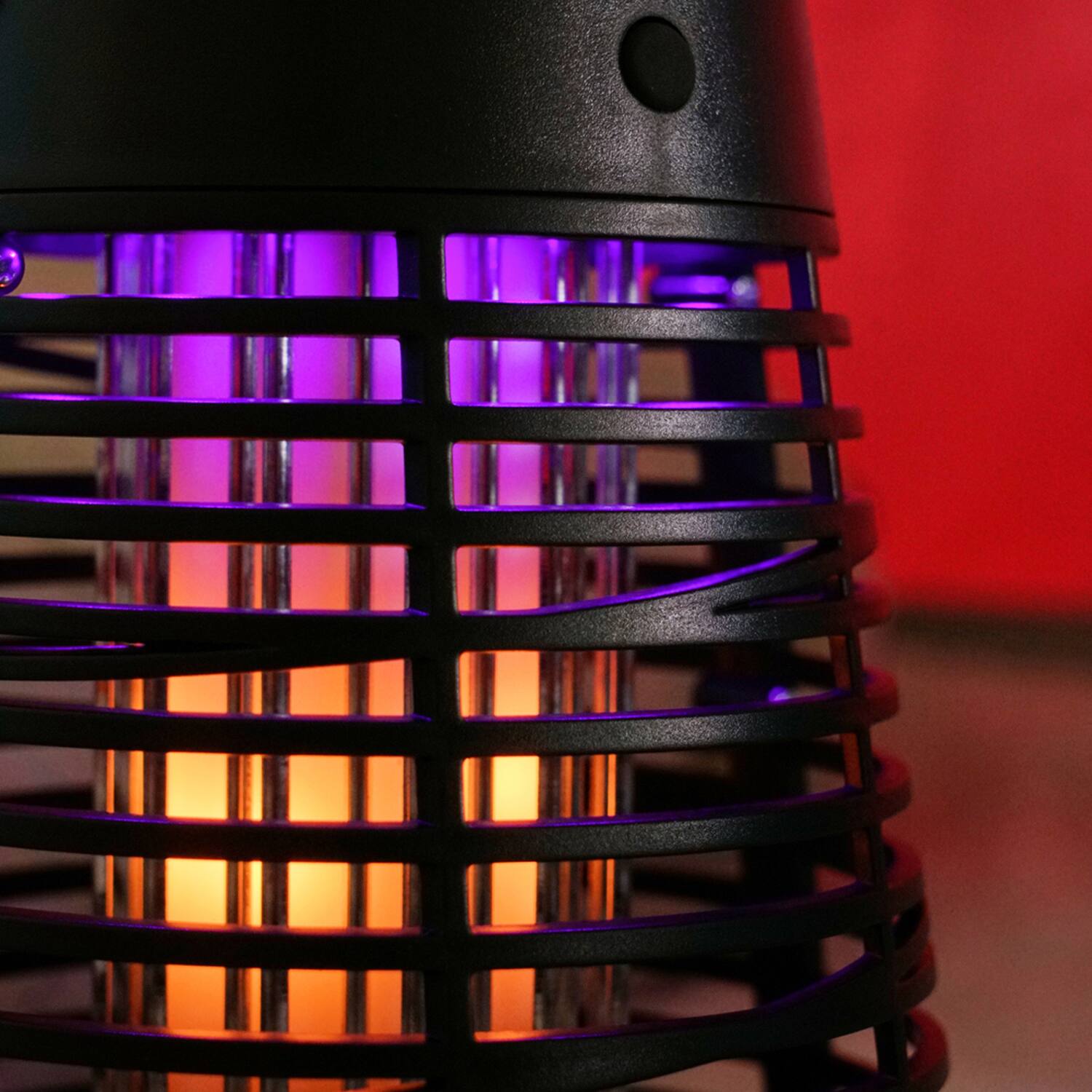 Alt View 1. PIC - Flickering Flame Solar Portable Bug Zapper Torch Lantern - Black.