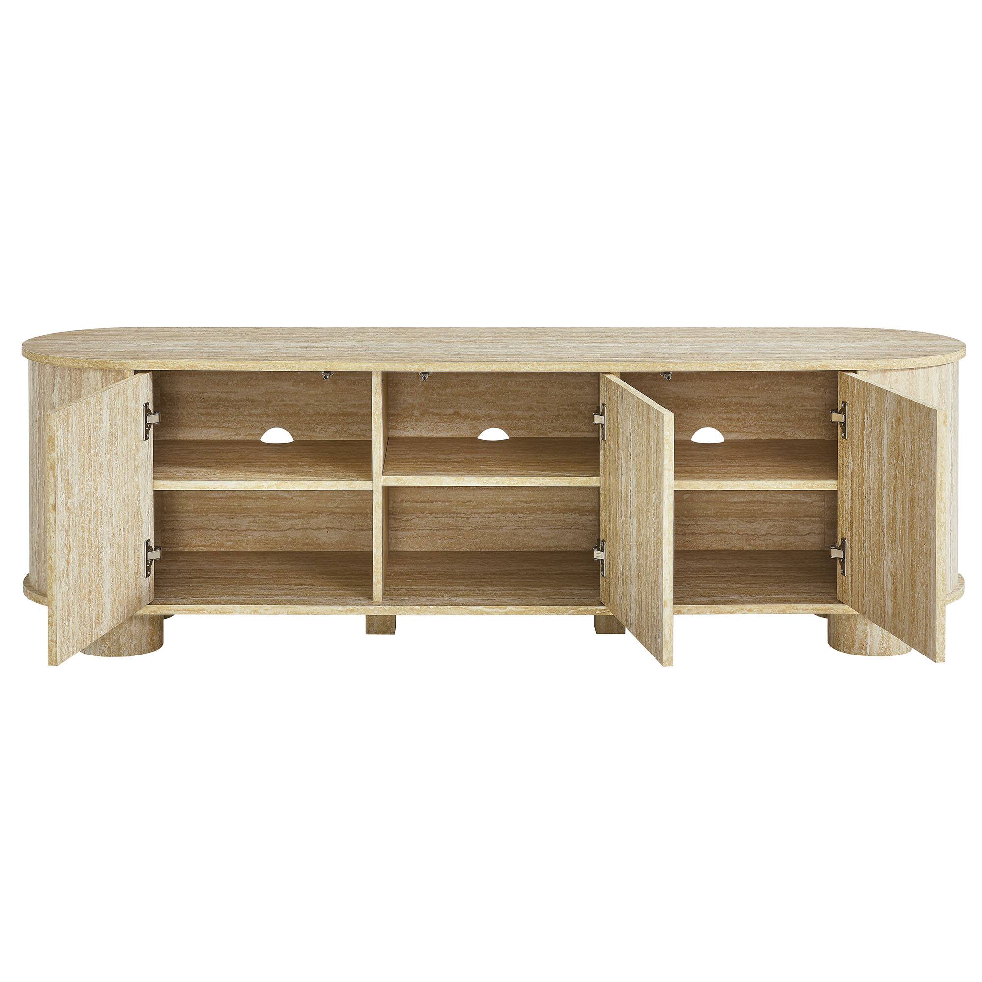 Alt View 4. Modway - Overture 63" Oval Faux Travertine TV Stand by Modway - Travertine.