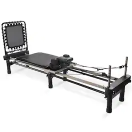 AeroPilates - Premier Foldable Reformer Pilates Board Machine w/ Cardio Rebounder - Black
