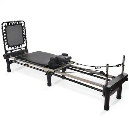 Front. AeroPilates - AeroPilates Premier Foldable Reformer Pilates Board Machine w/ Cardio Rebounder - Black.