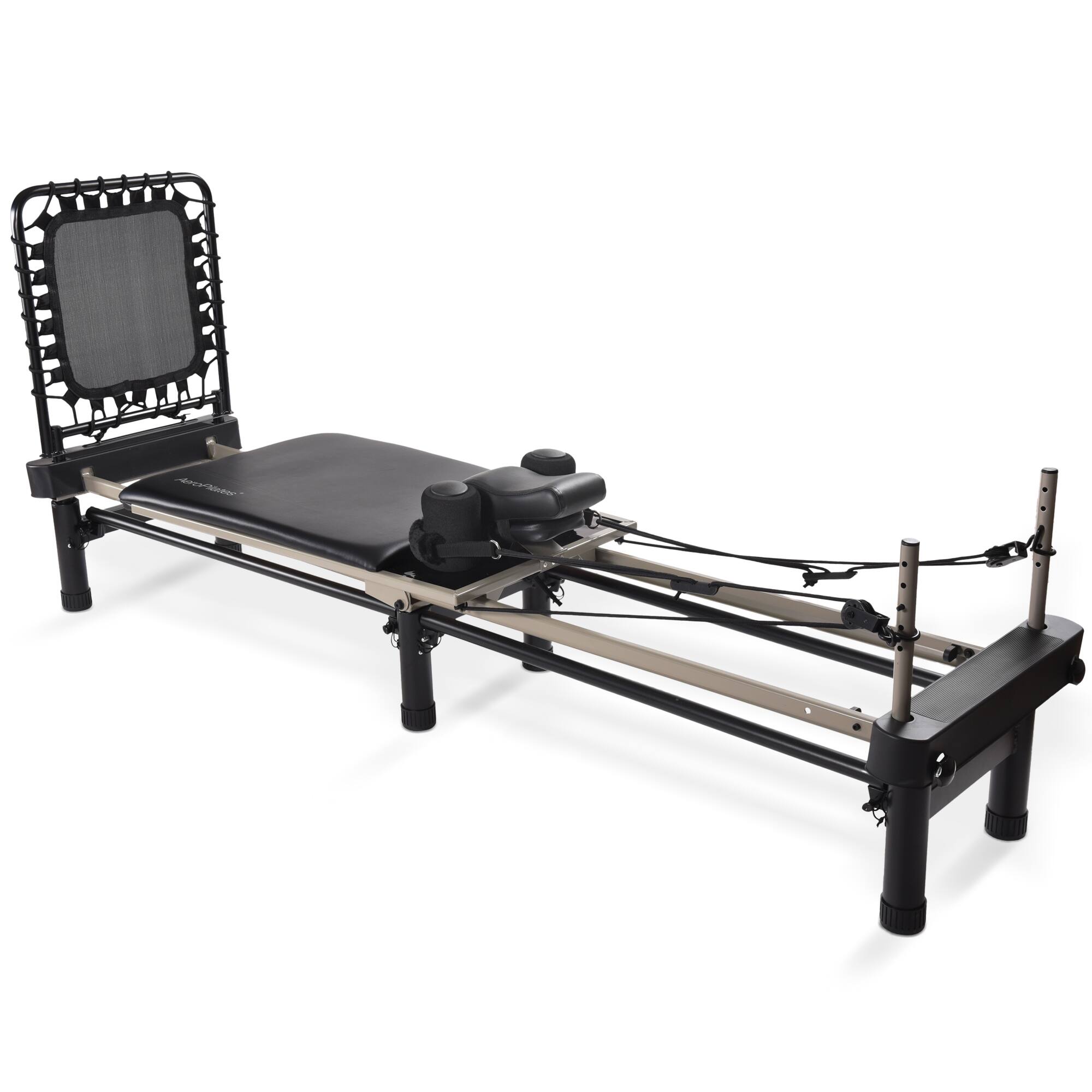 Front. AeroPilates - AeroPilates Premier Foldable Reformer Pilates Board Machine w/ Cardio Rebounder - Black.