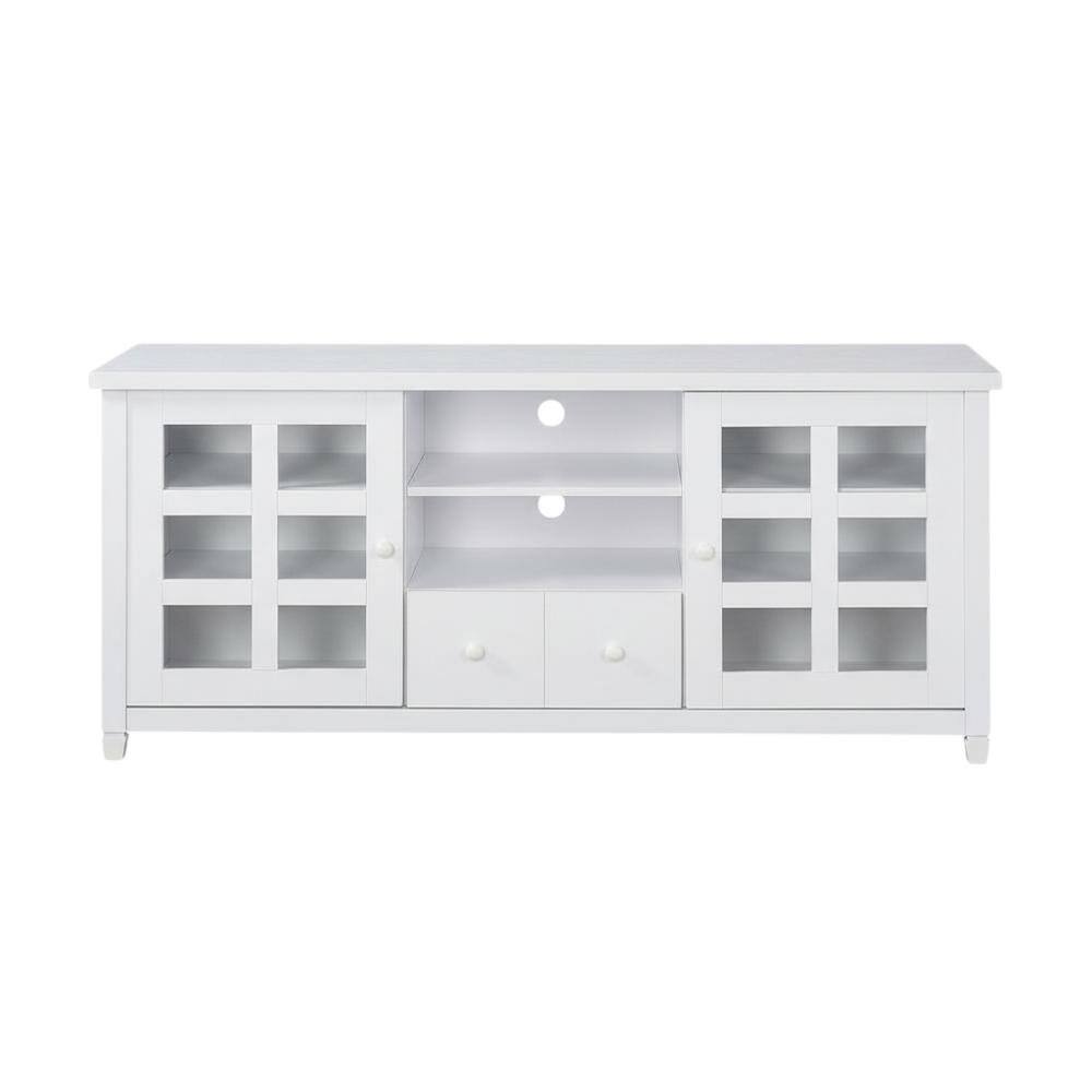 Alt View 3. FurniFact - White 1-Drawer TV Stand with Storage Cabinets and Shelves for 65-Inch TVs - White.