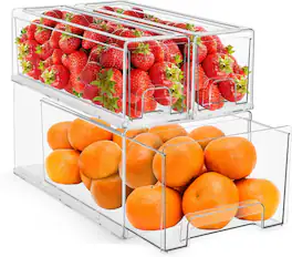 Sorbus - Fridge Drawers - Refrigerator Accessories and Organizer for Fruit, Snacks, Bottles, Cans - Clear