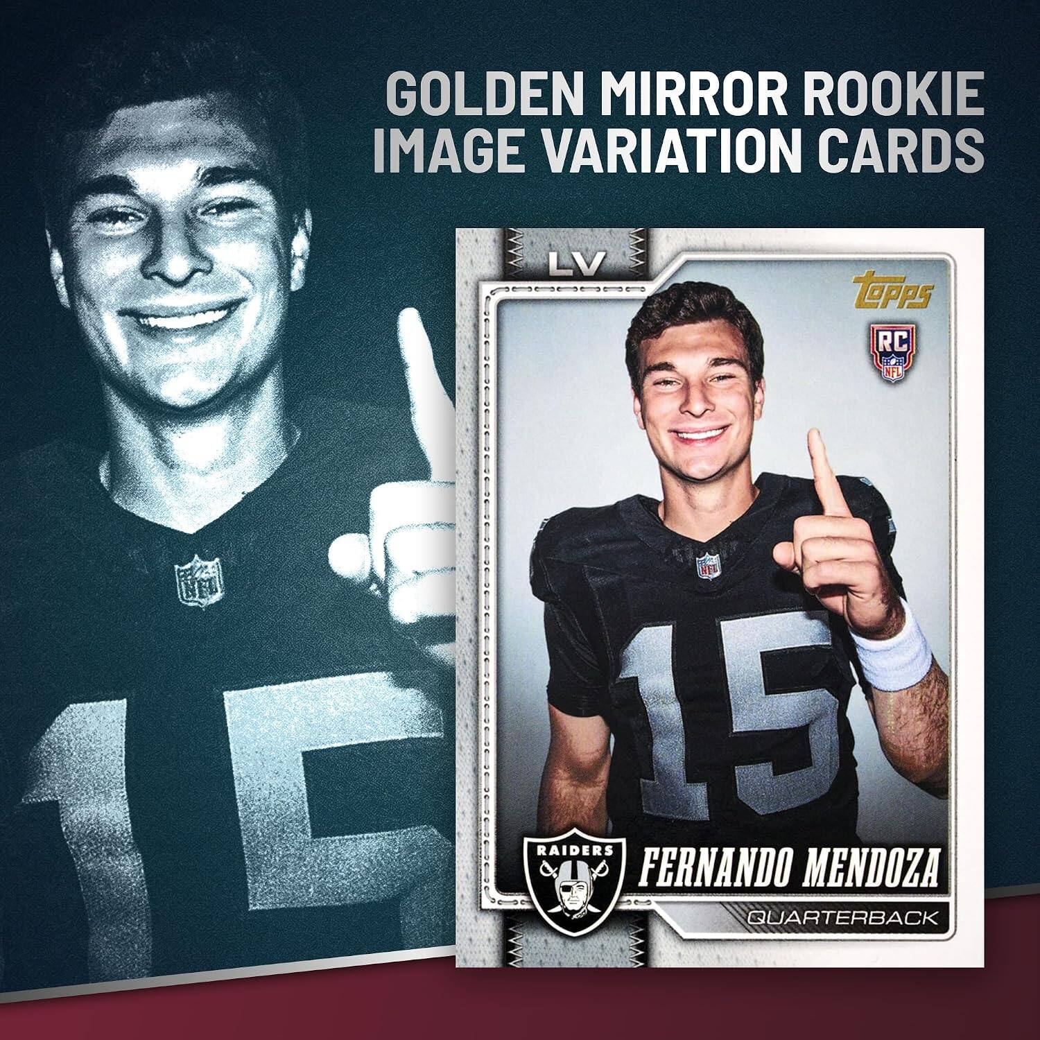 GOLDEN MIRROR ROOKIE IMAGE VARIATION CARDS

LV

Topps RC NFL

19 15 RAIDERS FERNANDO MENDOZA QUARTERBACK
