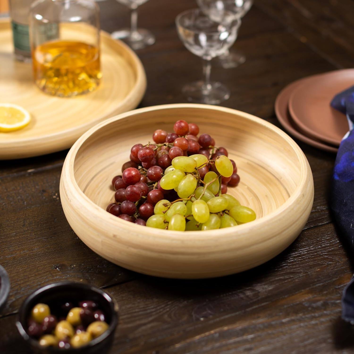 Alt View 1. Lexa - Bamboo Fruit Bowl, 12 Inch, Natural Bamboo - Natural.