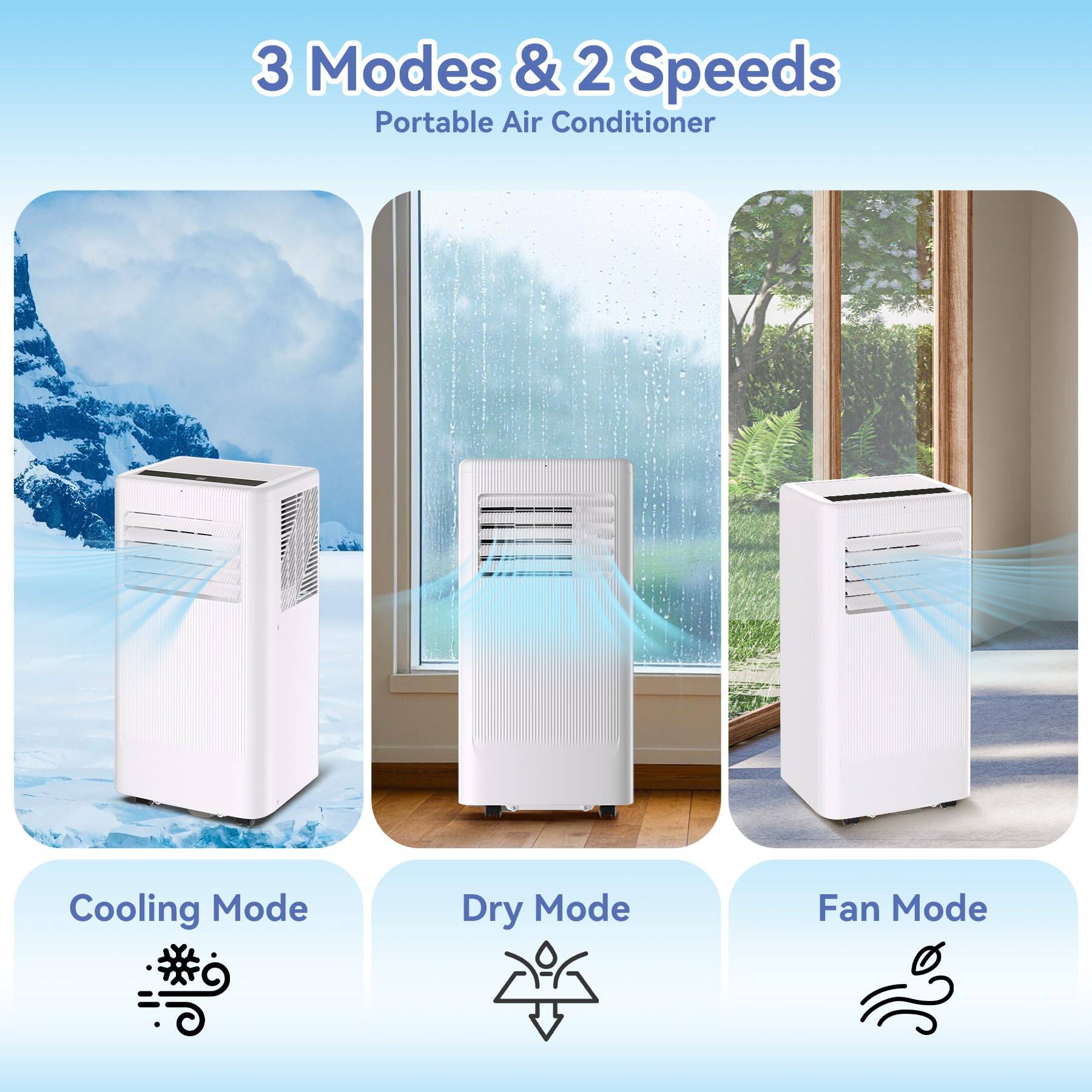 3 Modes & 2 Speeds Portable Air Conditioner

Cooling Mode  
Dry Mode  
Fan Mode