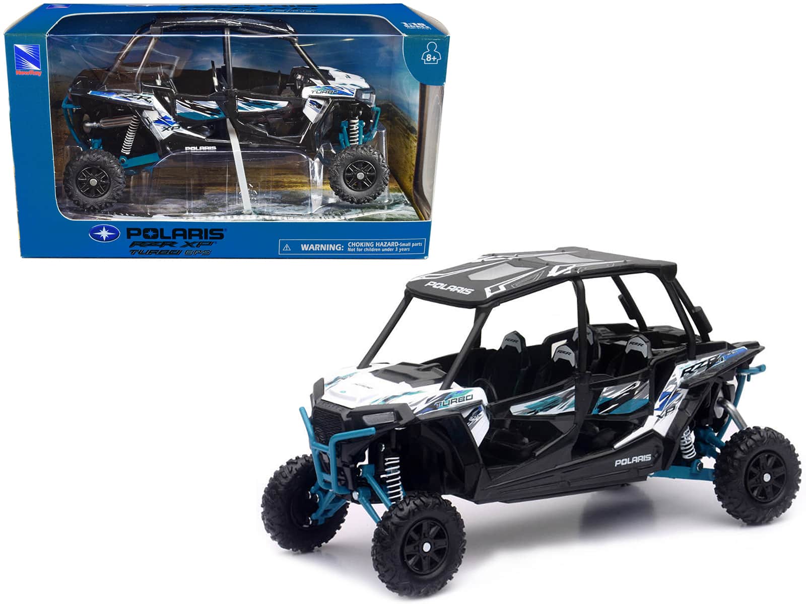 Polaris RZR XP 4 Turbo EPS Sport UTV Matt White Lightning with Graphics and Black Top 1/18 Diecast Model by New Ray price history on PriceWatchPro