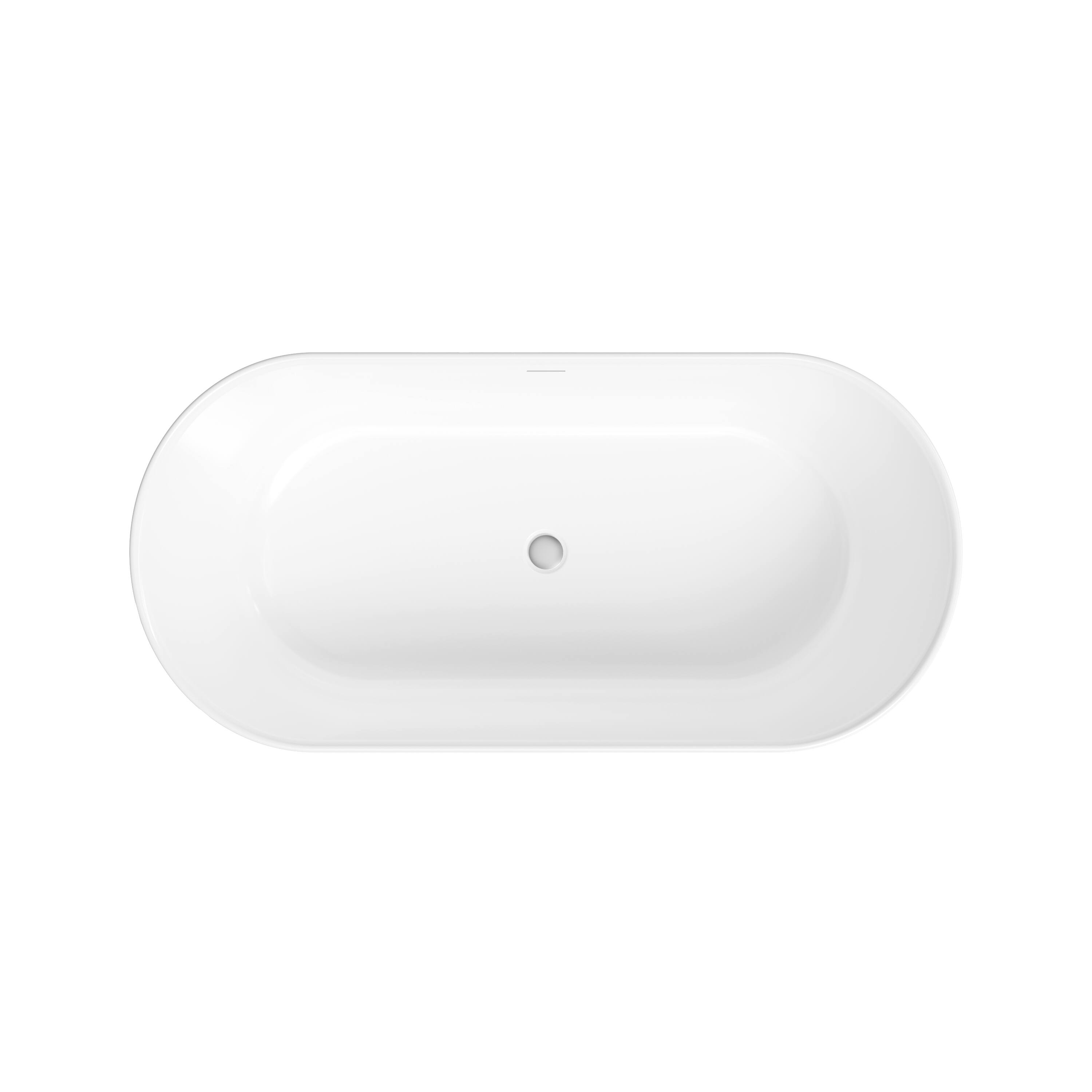 Alt View 9. WELLFOR - Seren 59 in. x 28 in. Acrylic Oval Freestanding Soaking Bathtub with Center Pop-Up Drain and Overflow - White.