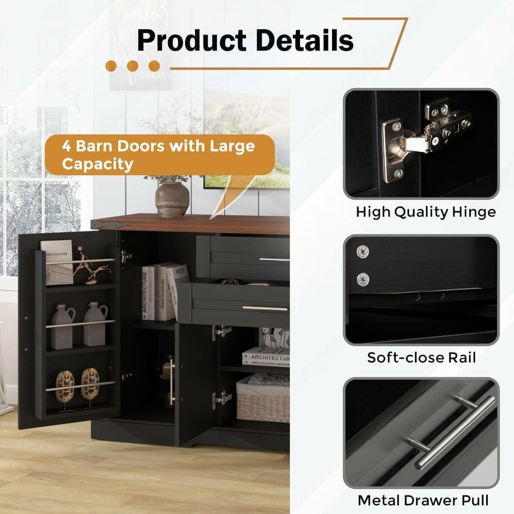 Product Details

- 4 Barn Doors with Large Capacity
- High Quality Hinge
- Soft-close Rail
- Metal Drawer Pull