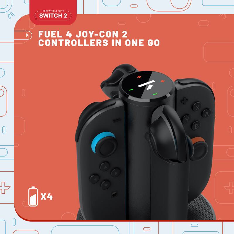 COMPATIBLE WITH SWITCH 2

FUEL 4 JOY-CON 2 CONTROLLERS IN ONE GO

X4
