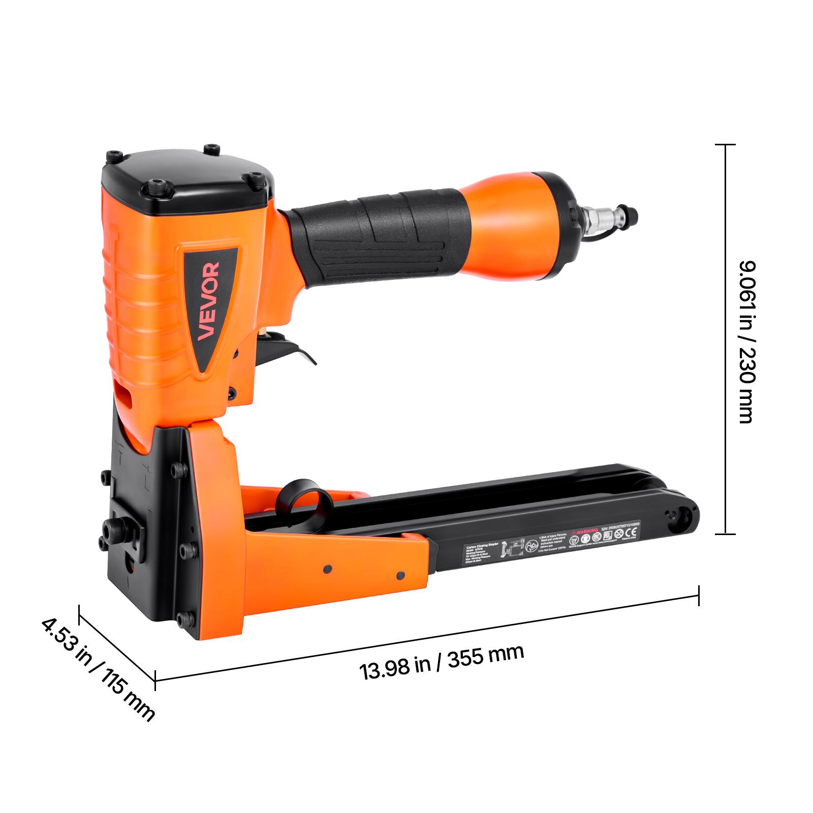 VEVOR 9.061 in / 230 mm  
4.53 in / 115 mm  
13.98 in / 355 mm